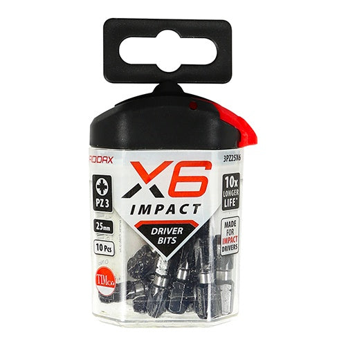 Timco No.3 x 25mm Impact Driver Bits PZ Handy Bit Pack 3PZ25X6