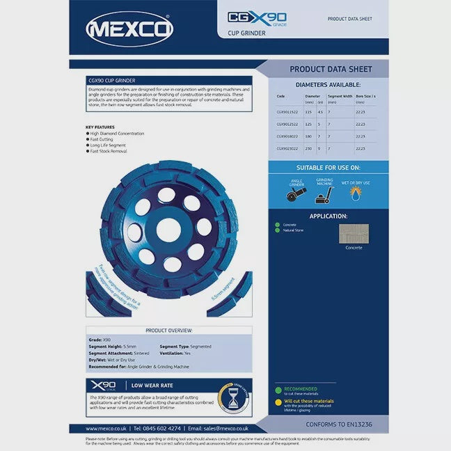 Mexco Diamond Cup Grinder wheel 115mm CGX9011522