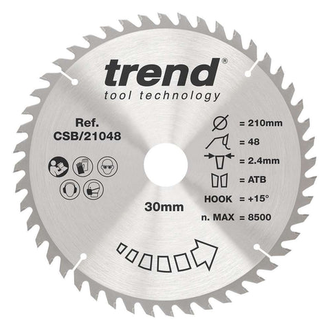 Trend Wood Circular Craft Combination Saw Blade 210mm x 30mm x 48T CSB/21048