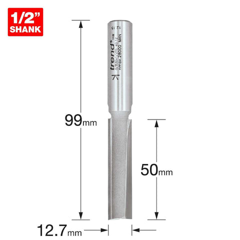 Trend Flute Cutter 12.7mm Dia. X 50mm Cut 3/83DX1/2TC