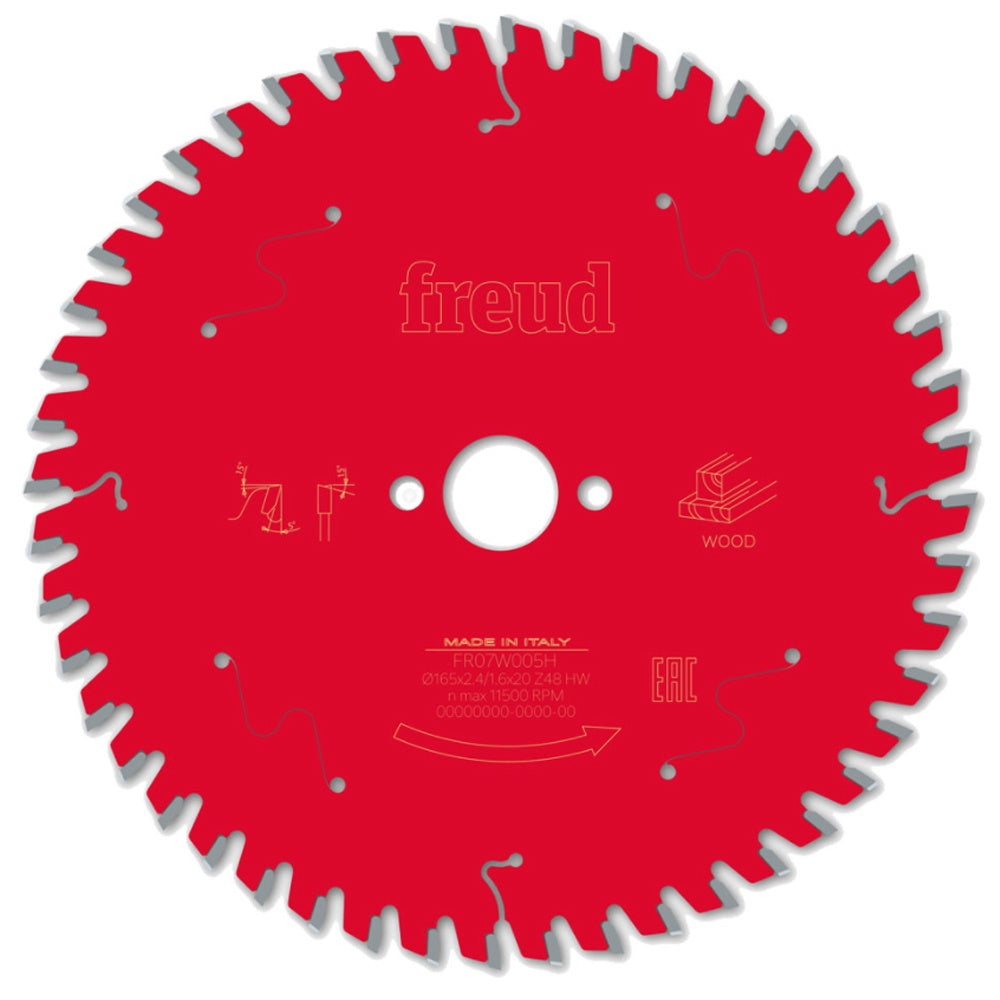 Freud 165mm 48T Circular Saw Blade for Wood F03FS09690 165mm x 20mm x 48T