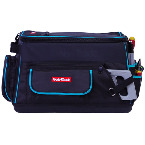 Tools4Trade 20" Heavy-Duty Tool Bag with Multi-Pockets & Hard Base - Blue