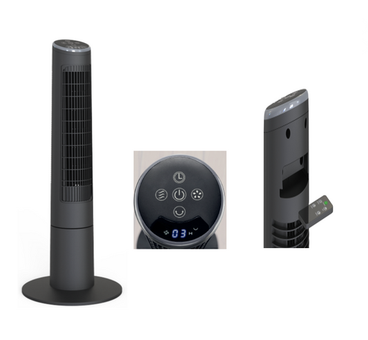 Excel 40" Tower Fan with Touch Enabled Controls and Remote Control - Black