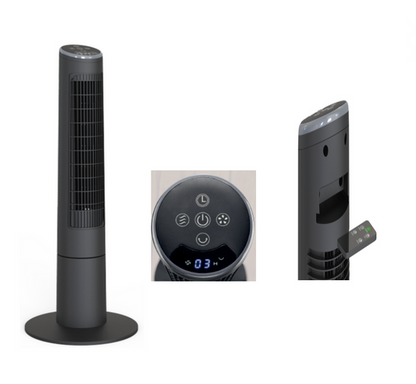 Excel 40" Tower Fan with Touch Enabled Controls and Remote Control - Black