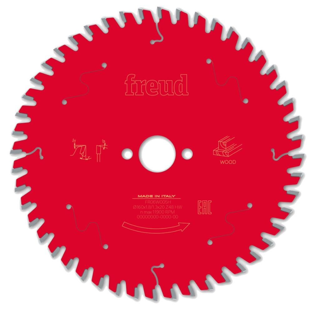 Freud 160mm 48T Circular Saw Blade for Wood F03FS09677 160mm x 20mm x 48T