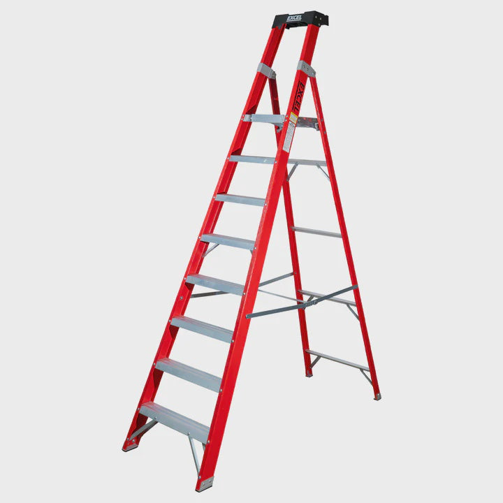 Excel Electricians Fibreglass Platform Step Ladder 8 Tread 2.51m EN131
