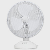 Excel 9" Table Desk Fan Adjustable Tilt Head with 2 Speed White