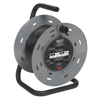 Sealey BCR153T 15m Cable Reel with Thermal Trip 4 x 230V