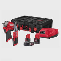 Milwaukee M12FPP2H-622P 12V Fuel Brushless 3/8" Impact Wrench and Ratchet with 2 x Battery Charge & Case 4933471743