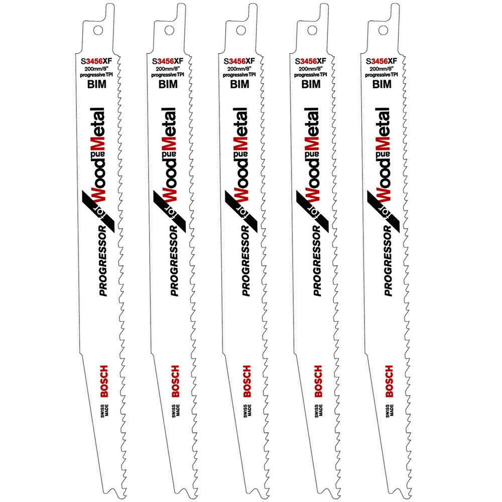 Bosch 200mm Sabre Saw Blades For Wood & Metal S3456XF Pack of 5