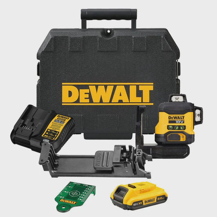 Dewalt DCLE34031D1 18V Compact 3 x 360 Green Laser with 1 x 2.0Ah Battery, Charger & Case