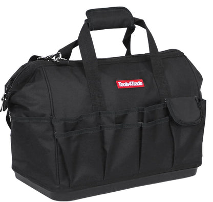 Tools4Trade 18" Tool Bag with Multi-Pockets & Hard Base - Black