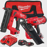 Milwaukee 18V M18 FPP2AR-522B Fuel Twin Pack Nailer with 1 x 5.0Ah & 2.0Ah Battery & Charger