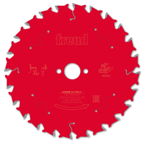 Freud 165mm 24T Circular Saw Blade for Wood F03FS09686 165mm x 20mm x 24T