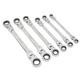 Sealey S0806 6pc Flexi-Head Double End Ratchet Ring Spanner Set