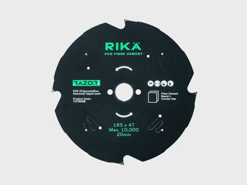 RIKA TCTR008 Razor Pro TCT Fibre Cement PCD Saw Blade 165mm x 4T x 20mm