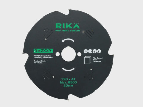 RIKA TCTR011 Razor Pro TCT Fibre Cement PCD Saw Blade 190mm x 4T x 30mm