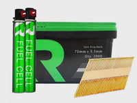RIKA FFNR005 1st Fix Collated Nails Galv Ring 75 x 3.1mm 2000pk & 2pk Fuel Cells
