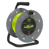 Sealey BCR25G 25m Cable Reel with Thermal Trip 4 x 230V - Hi-Vis Green