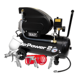 Sealey 24L Direct Drive Air Compressor 2hp with 4pc Air Accessory Kit SAC2420APK