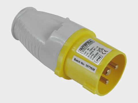 Faithfull 16A Yellow Plug 110V Trailing Leads FPPPLUG110