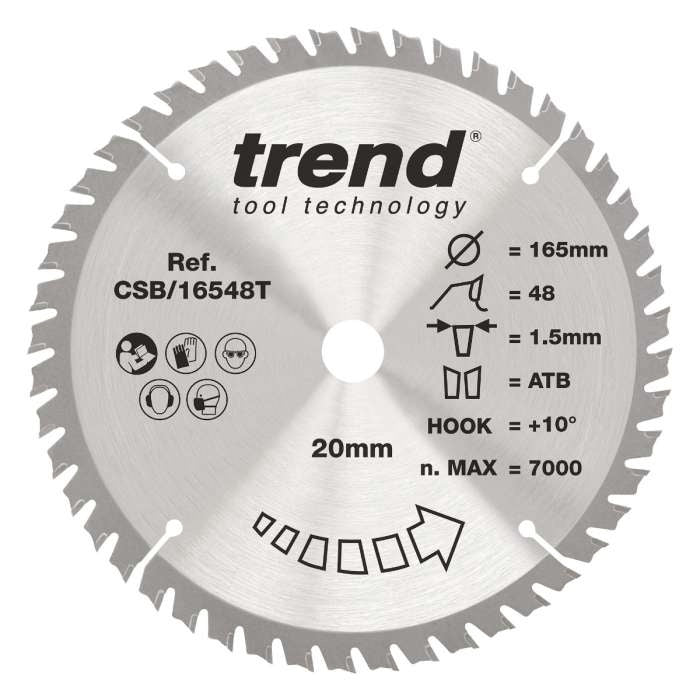 Trend Wood Cordless Circular Saw Blade 165mm x 20mm x 40T, 10 Pack CSB/16540T/10