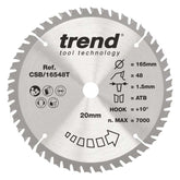 Trend Wood Cordless Circular Saw Blade 165mm x 20mm x 40T, 10 Pack CSB/16540T/10