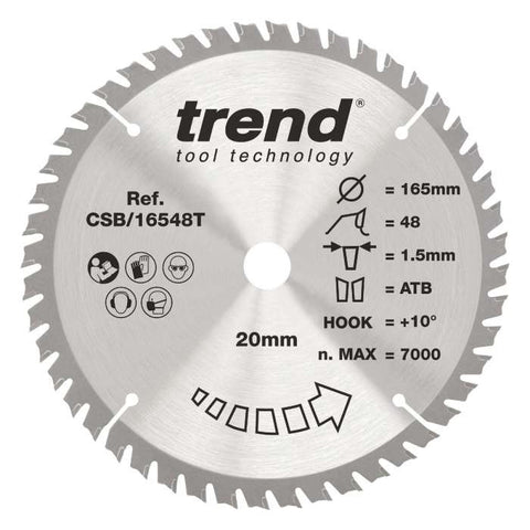 Trend Wood Cordless Circular Saw Blade 165mm x 20mm x 40T, 10 Pack CSB/16540T/10