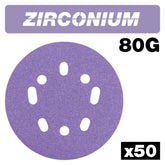 Trend Zirconium Random Orbital Sanding Disc 50pc 125mm 80 grit AB/125/80Z/B