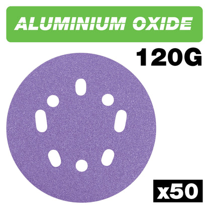 Trend Aluminium Oxide Random Orbital Sanding Disc 120 Grit 125mm 50pc AB/125/120A/B