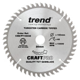 Trend Craft Super Fine Finish Plunge Saw Blade 160mm Dia. X 48 Teeth X 20mm Bore X 2.2mm Kerf CSB/PT16048