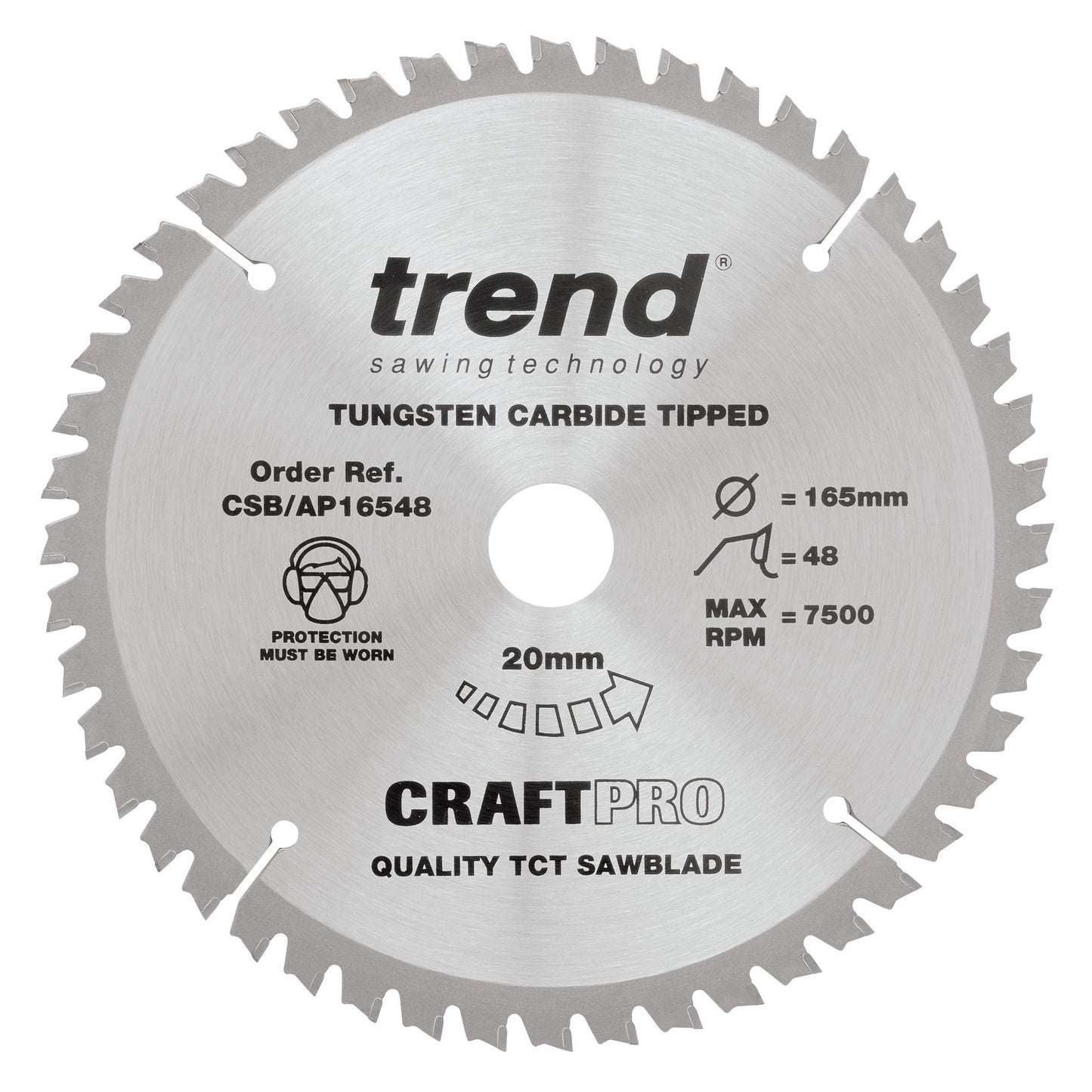 Trend Aluminium/Plastic Circular Saw Blade 165mm x 20mm x 48T CSB/AP16548