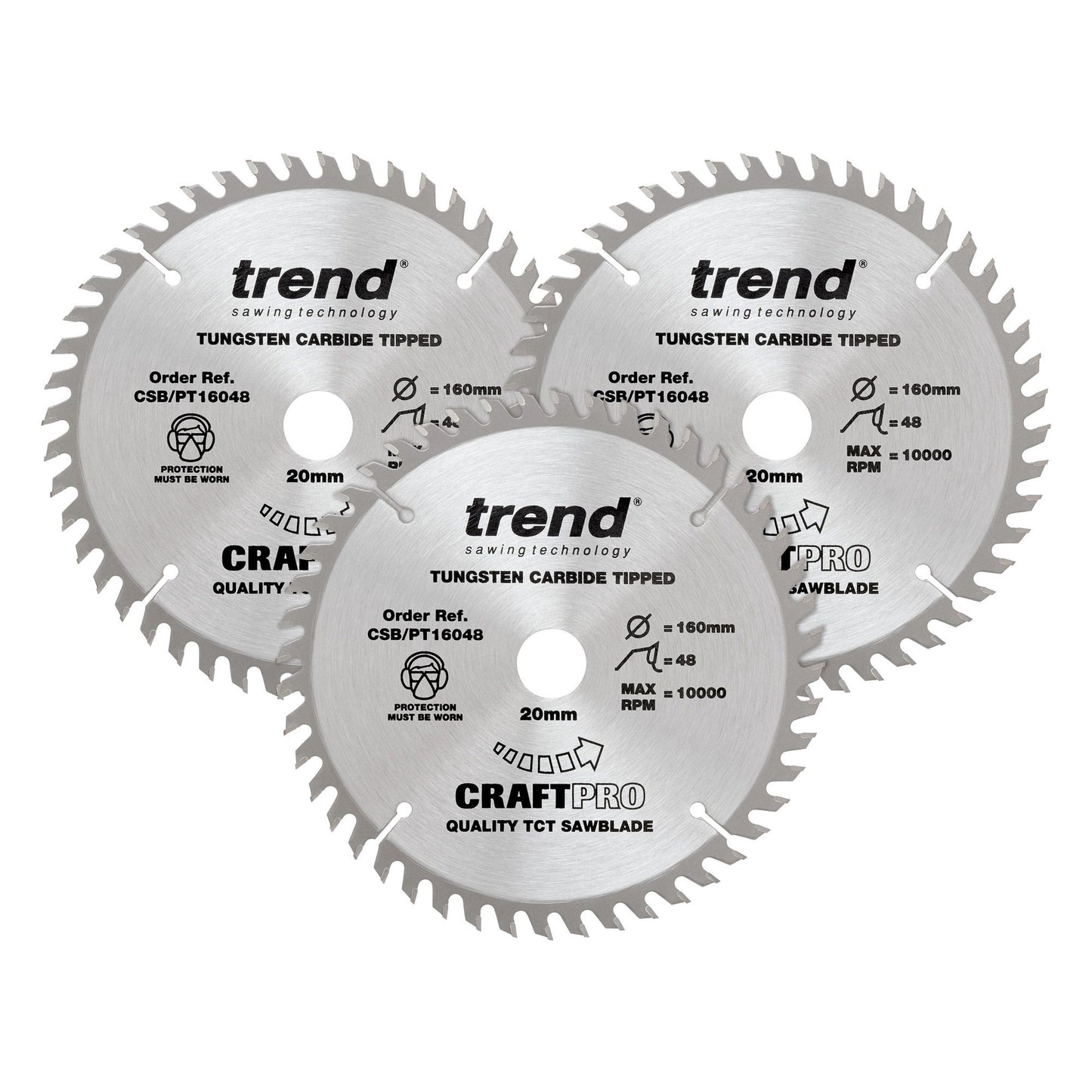 Trend Laminate/HPL Circular Saw Blade 160mm x 20mm x 48T, 3 Pack CSB/PT160/3PK