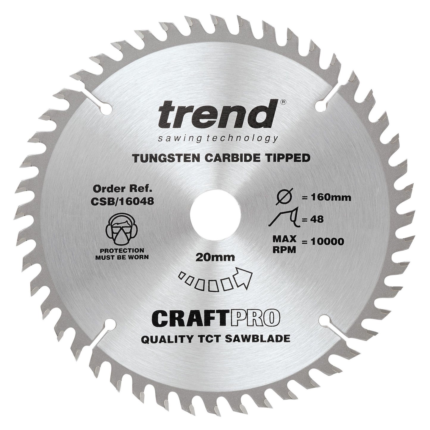 Trend Wood Circular Craft Trimming Crosscut Saw Blade 160mm x 20mm x 48T CSB/16048