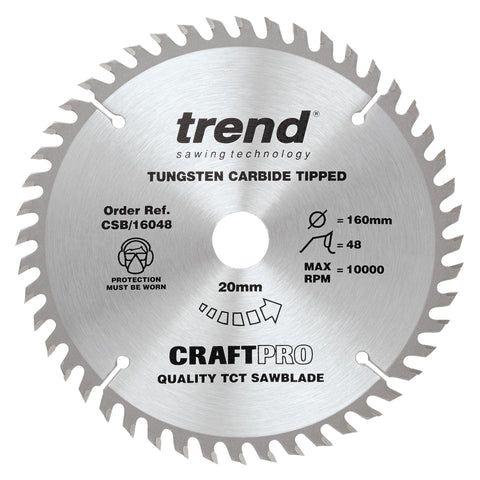 Trend Wood Circular Craft Trimming Crosscut Saw Blade 160mm x 20mm x 48T CSB/16048