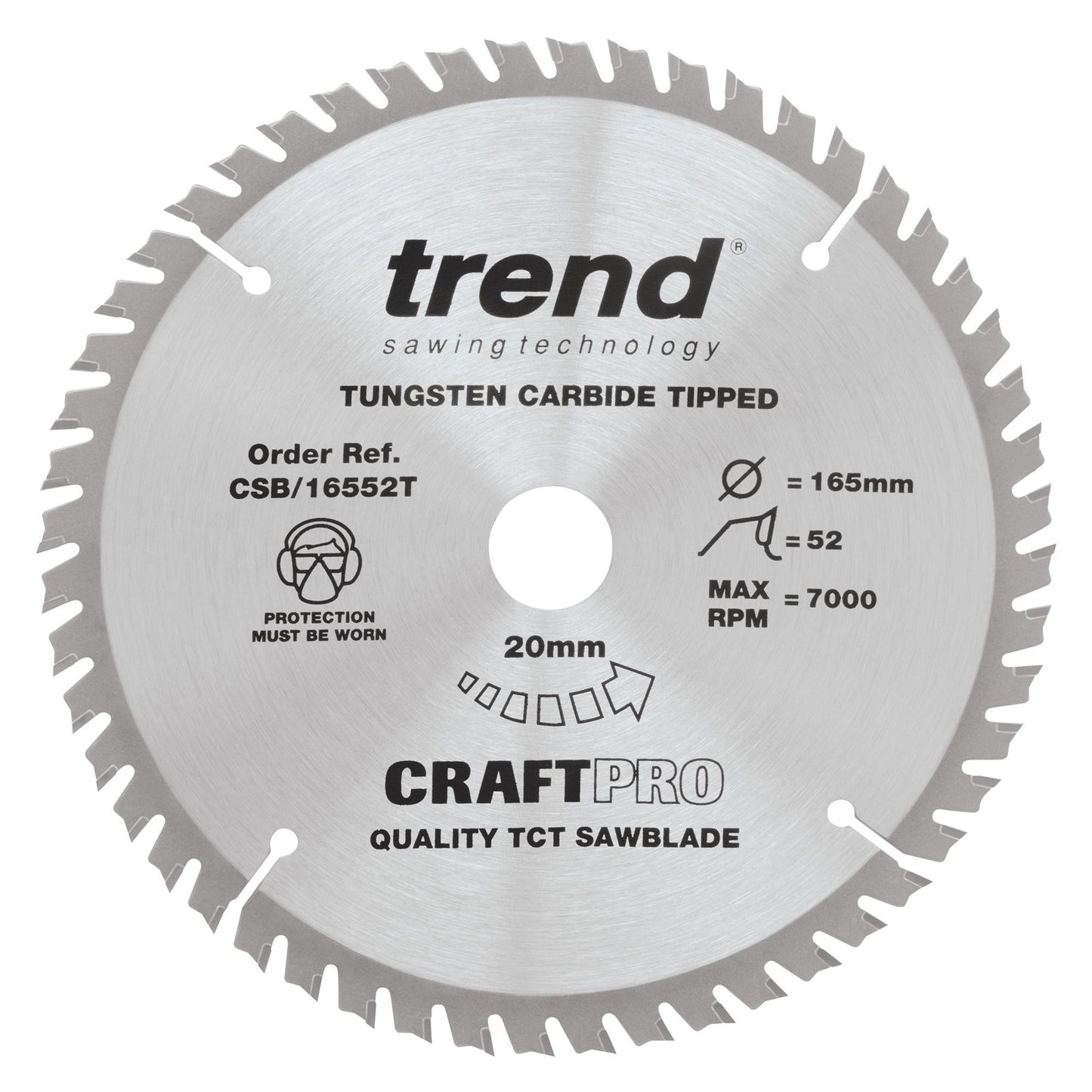 Trend Wood Cordless Circular Craft Thin Kerf Saw Blade 165mm x 20mm x 52T CSB/16552T