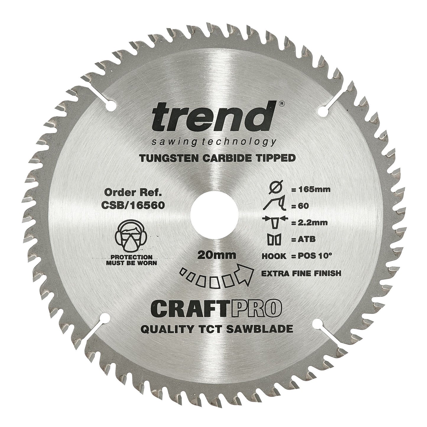 Trend Wood Circular Craft Fine Trim Finishing Saw Blade 165mm x 20mm x 60T CSB/16560