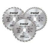 Trend Wood Cordless Circular Saw Blade 165mm x 20mm x 24/40T, 3 Pack CSB/165/3PK/C