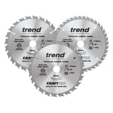 Trend Wood Cordless Circular Saw Blade 165mm x 20mm x 24/40T, 3 Pack CSB/165/3PK/C