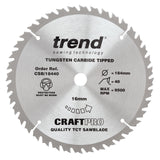 Trend Wood Circular Saw Blade 184mm x 16mm x 40T CSB/18440
