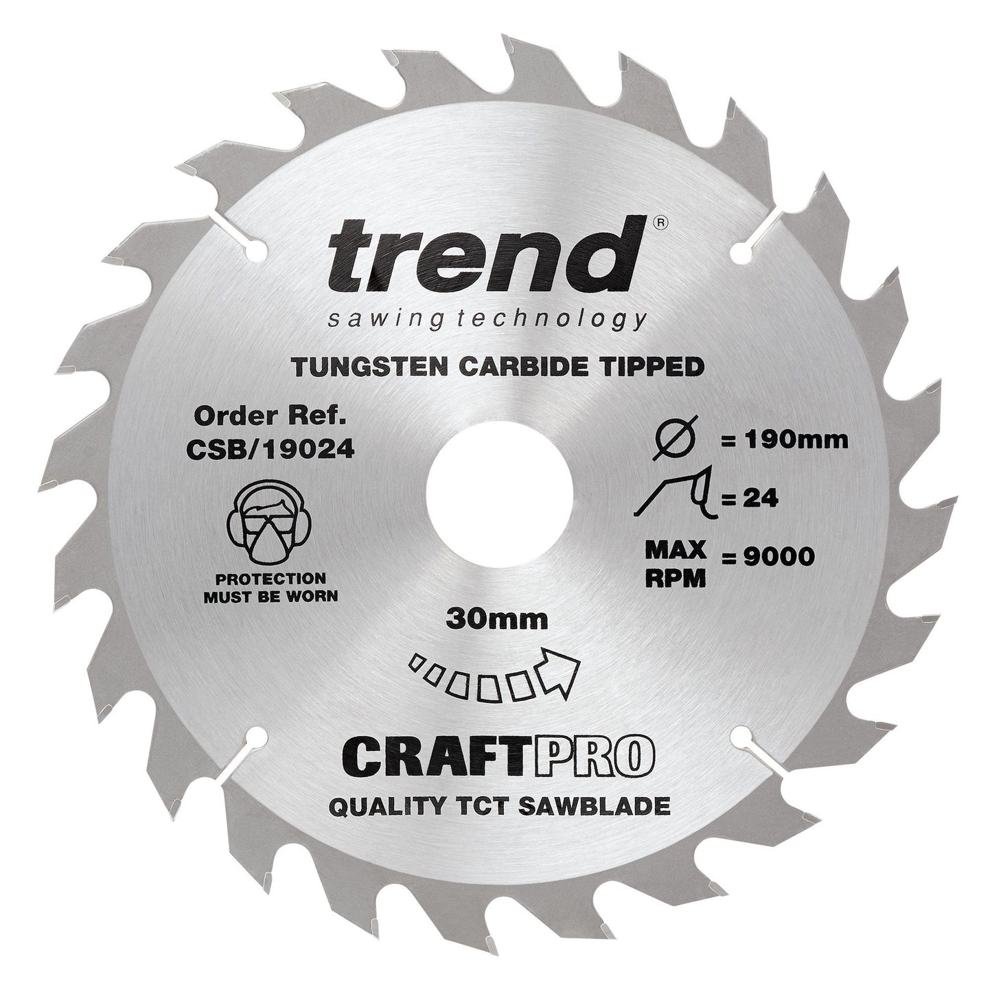 Trend Wood Circular Craft General Purpose Saw Blade 190mm x 30mm x 24T CSB/19024