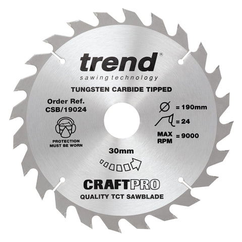 Trend Wood Circular Craft General Purpose Saw Blade 190mm x 30mm x 24T CSB/19024