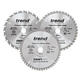 Trend Wood Cordless Circular Saw Blade 165mm x 20mm x 24/40/52T, 3 Pack CSB/165/3PK/B