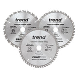 Trend Wood Cordless Circular Saw Blade 165mm x 20mm x 24/40/52T, 3 Pack CSB/165/3PK/B