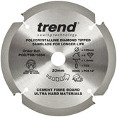 Trend PCD Cement Fibre Board Saw Blade 165mm Dia. X 4 Teeth X 20mm Bore X 1.8mm Kerf PCD/FSB/1654