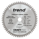 Trend Wood Cordless Mitre Craft Crosscut Saw Blade 190mm x 20mm x 60T CSB/CC19060T
