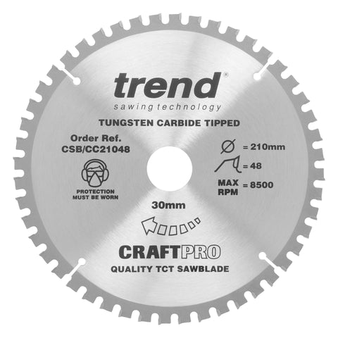 Trend Wood Mitre Craft Crosscut Saw Blade 210mm x 30mm x 48T CSB/CC21048