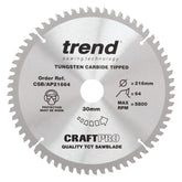 Trend Aluminium/Plastic Circular Saw Blade 216mm x 30mm x 64T CSB/AP21664