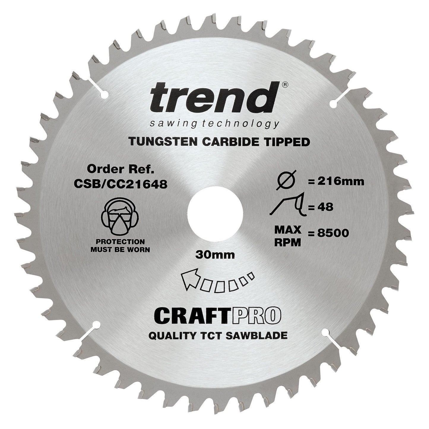 Trend Wood Mitre Craft Crosscut Saw Blade 216mm x 30mm x 48T CSB/CC21648