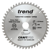 Trend Wood Mitre Craft Crosscut Saw Blade 216mm x 30mm x 48T CSB/CC21648